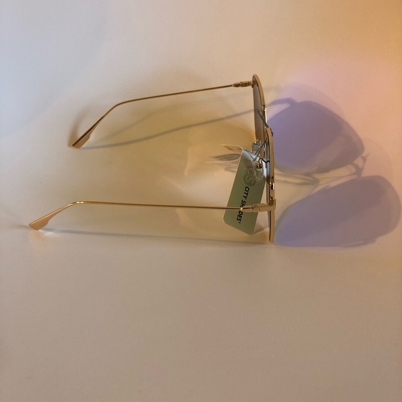 Oversized Square Rose gold thin mirror sunglasses - Picture 6 of 7